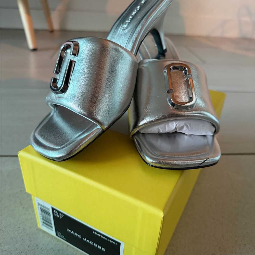 Marc Jacobs: The Metallic J Marc Heeled Sandal BRAND NEW